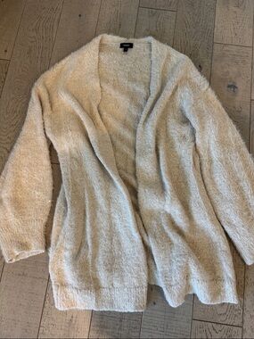 Express Open-Front Fuzzy Cardigan Sweater - Cream
